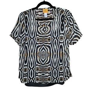 COPY - Ruby Rd. Print Top With Cami And Beaded Collar Size 8